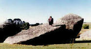 Heather standing on Fallen Menhir
